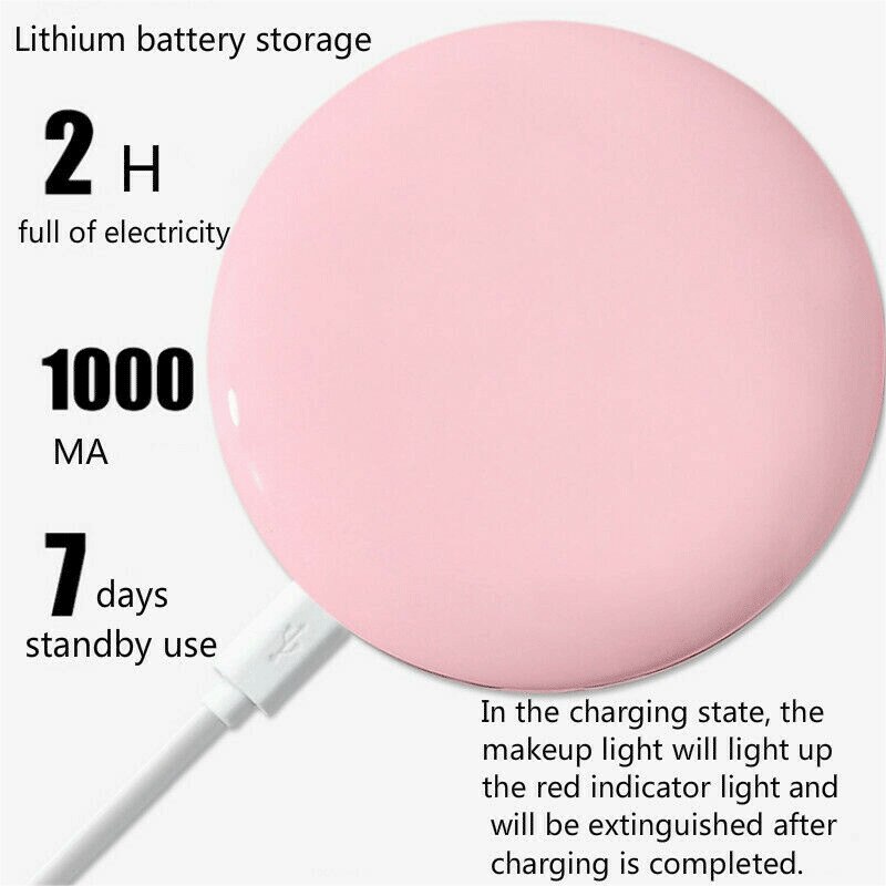 Make-up Cosmetische Opvouwbare Draagbare Compacte Pocket Spiegel met Led-verlichting Lampen Candy Kleur USB opladen draagbare ABS Spiegel