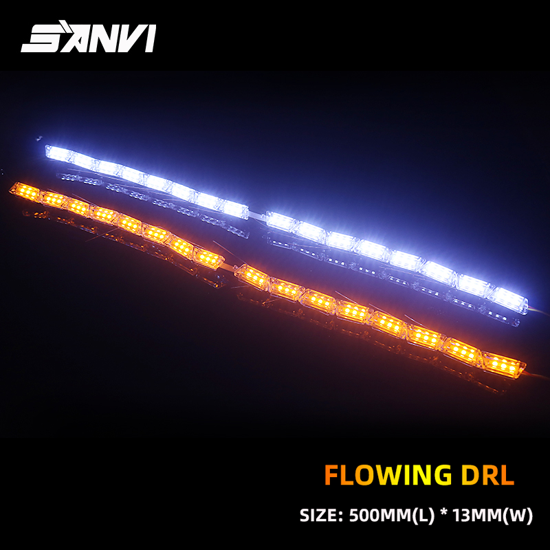 2 Stuks Flexibele Auto Dynamische Led-dagrijverlichting Strip Witte Richtingaanwijzer Gele Strips Vloeiend Licht Voor Auto 12V koplampen: Default Title