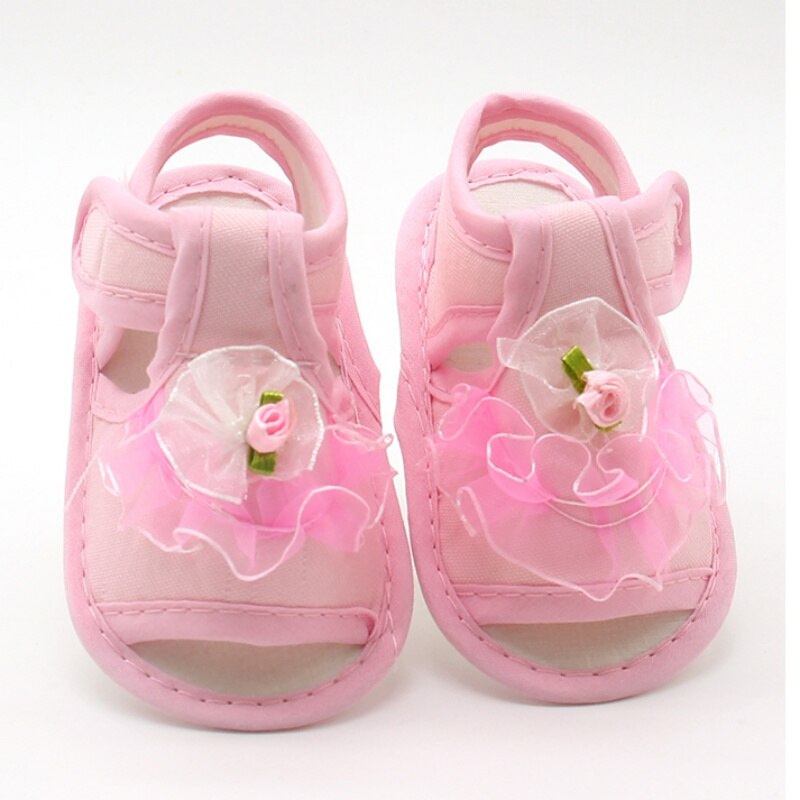 Baby Mädchen Spitze Blumen Sandalen Baumwolle Stoff Weibliche Sandalen Mädchen Sommer Schuhe Blumen Sandalen: Rosa / 0-6 Monate