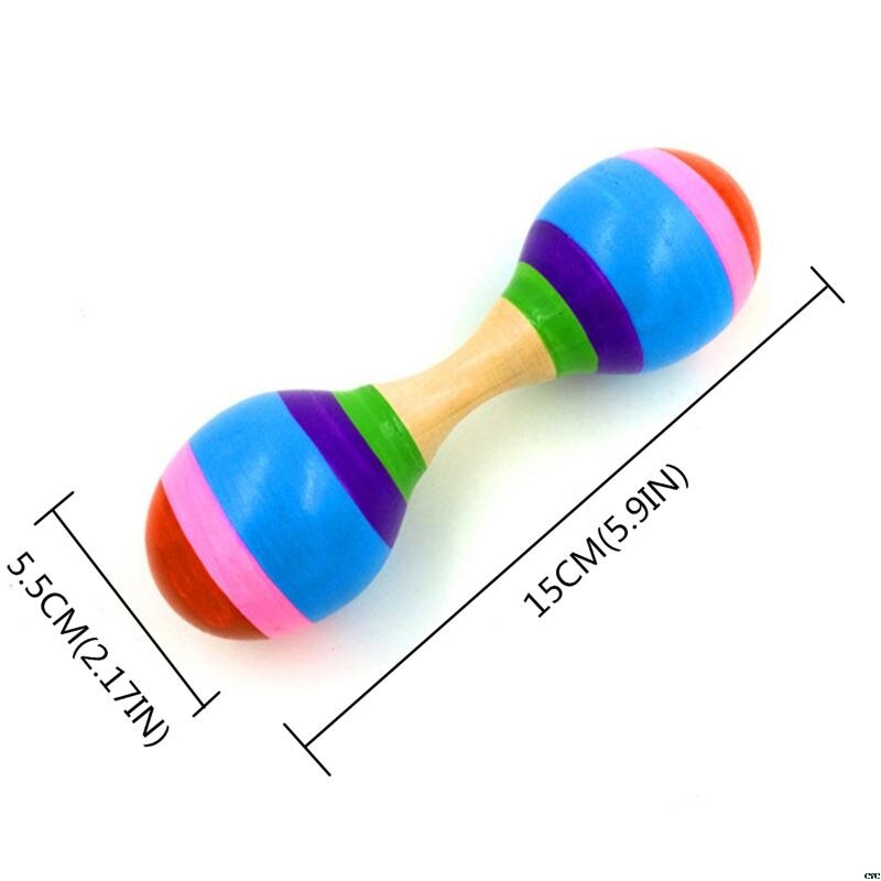 Maracas de madera coloridas de doble cabeza para bebé y niño, instrumento Musical, sonajero, agitador para , juguete