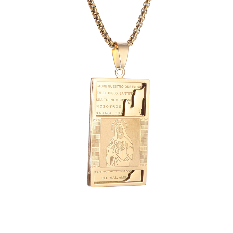 Gold Color Crucifix Image Men\\'s Pendant Christ Miami Cuban Religious Necklace for Daily Wear Jewelry Accessories