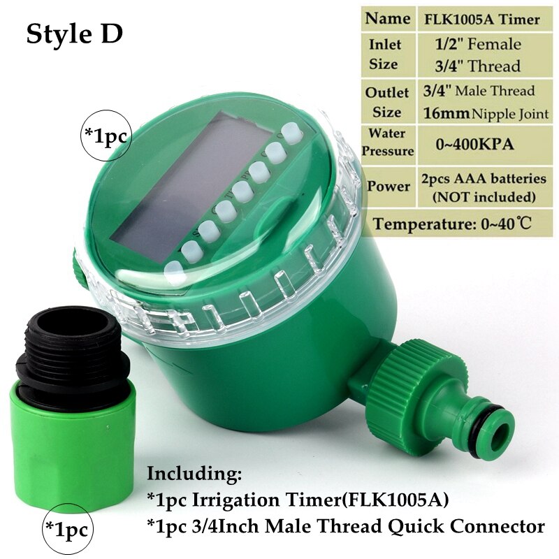 5 Style LCD Display Watering Timer Set Electronic Home Garden Ball Valve Water Timer For Garden Irrigation Controller