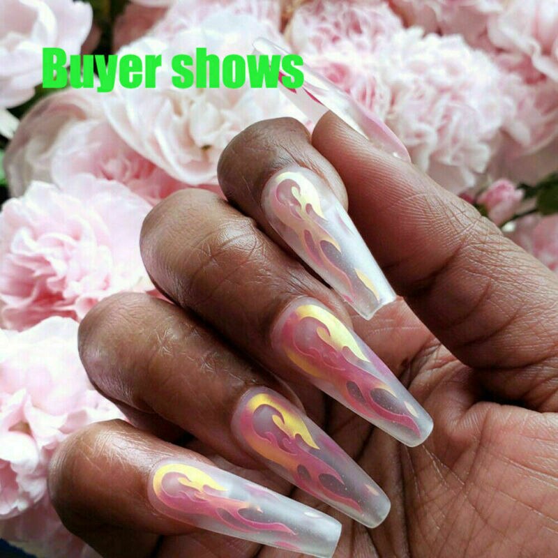 Flames Holographic Nail Decal Fire Burning Nail Art Self Adhesive Custom Decal: Default Title