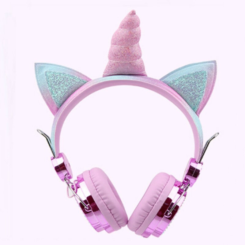 Casque licorne Bluetooth 5.0, avec Microphone, pour ordinateur portable, téléphone, PC, MP3, tablette, appareil Audio, de noël: WHITE