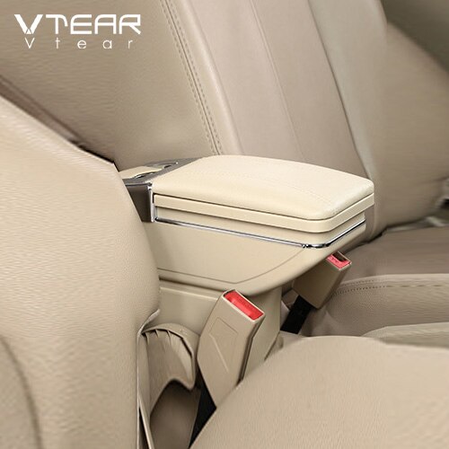 Vtear For chevrolet lacetti car armrest leather arm rest ABS storage box accessories center centre console car-styling auto: Beige