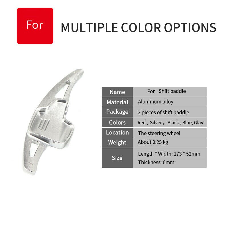 Paddle Shifter Extension , Aluminum Metal Steering Wheel Paddle Shifter Extensions for Ford Focus Escape Kuga (Silver)