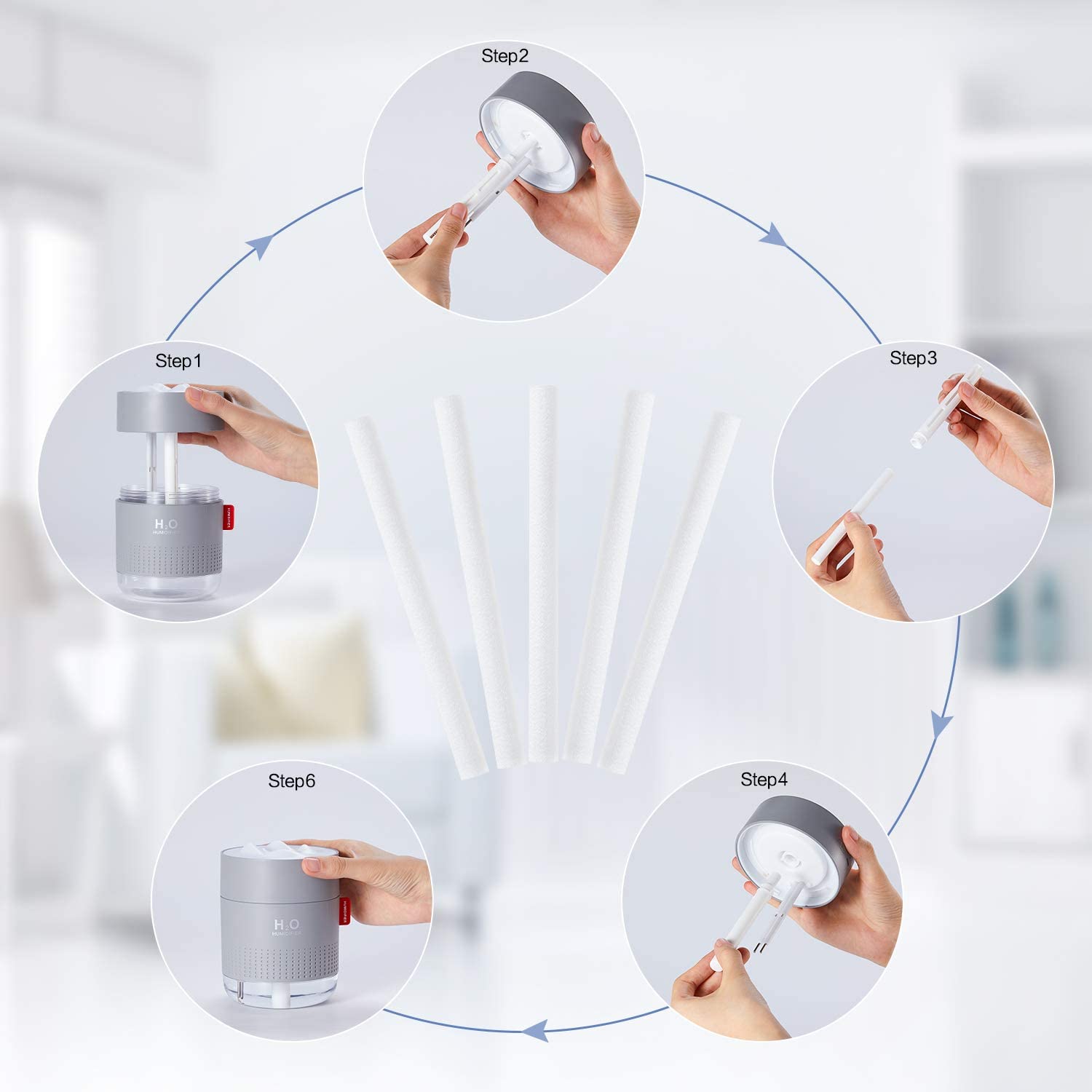 SmartDevil-Filtros de algodón para humidificador, recambios de mechas para portátil, Personal, alimentado por USB, 10 unidades