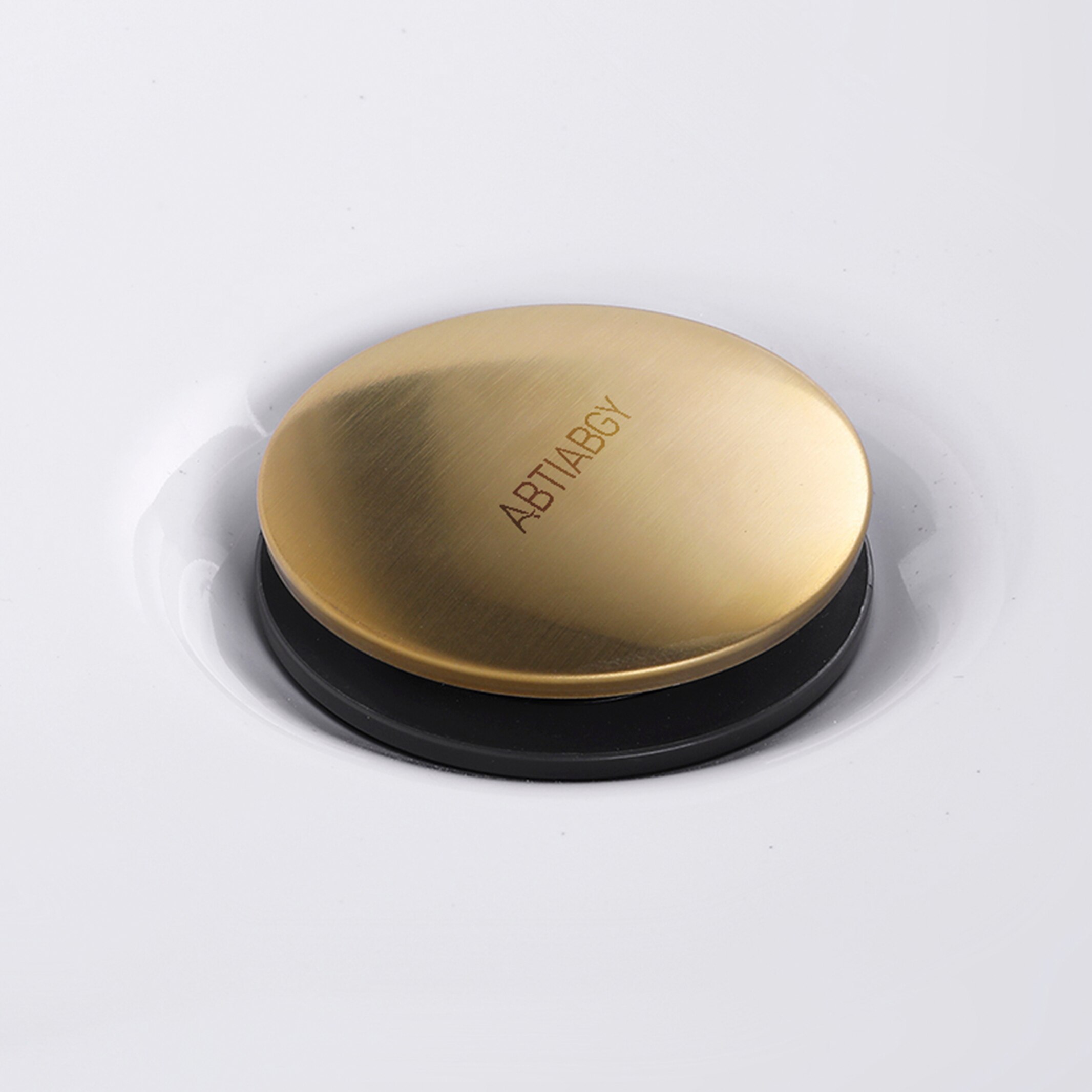 Black Round Style Bathroom Basin Sink Pop Up Drains Stainless Steel Kitchen Sink Drainer Stopper Drain Strainers with Overflow: Brushed Gold