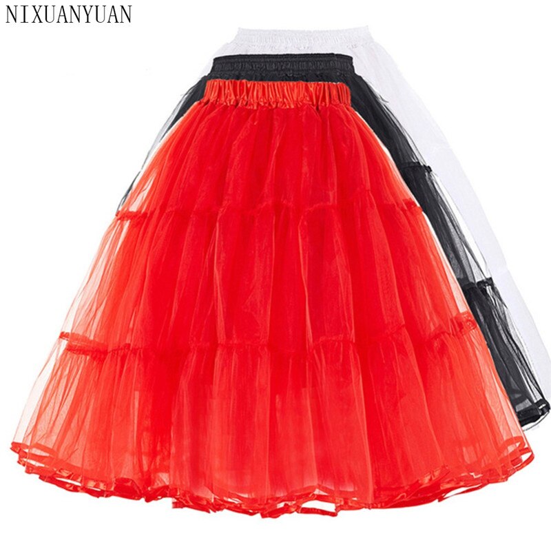 Tulle Crinoline Vintage Petticoat Wedding Dress Underskirt Rockabilly Tutu Fluffy Adult Short Organza Petticoats