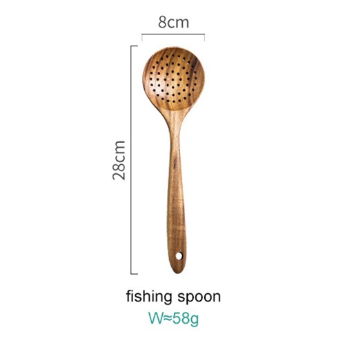 Tailândia teca de madeira natural utensílios de mesa colher colher turner longo arroz escorredor sopa skimmer cozinhar colheres colher cozinha conjunto de ferramentas: fishing spoon