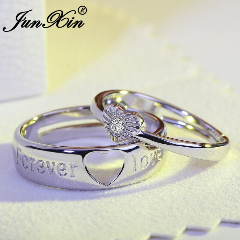 JUNXIN 8 Stil Engagement Paar Ringe Für Frauen Männer Einfache Crown Herz Verstellbaren Ring Hochzeit Schmuck Beste: 07