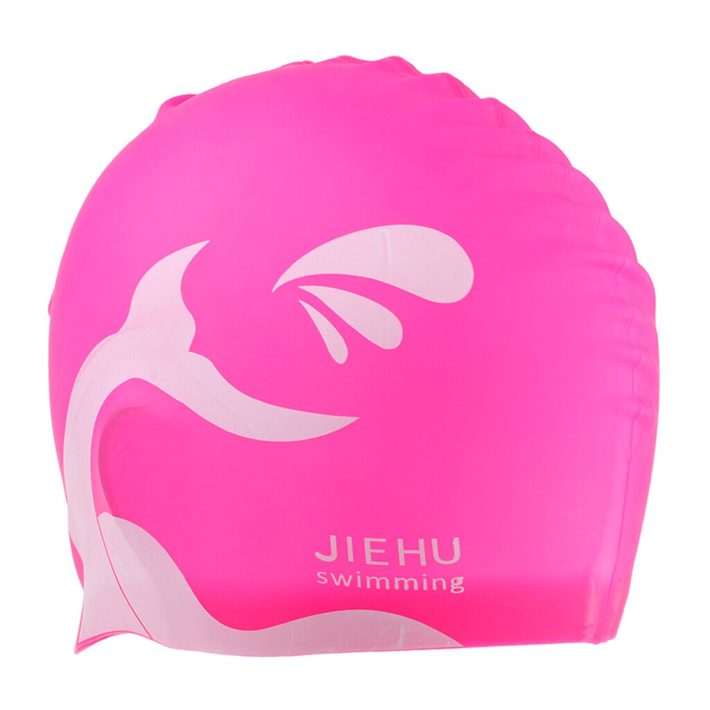 Volwassen Waterdichte Elastische Siliconen Badmuts Badmuts Bad Cap Voor Lang Haar Met Oor Protector Houdt Haar Schoon En droog: Pink as described