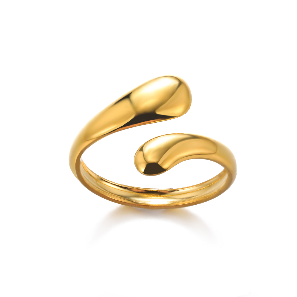 Palmenblattförmige ringe für damen, edelstahl, zirkonia, verstellbarer fingerring, partyschmuck, Schmuckstück femme: Beige