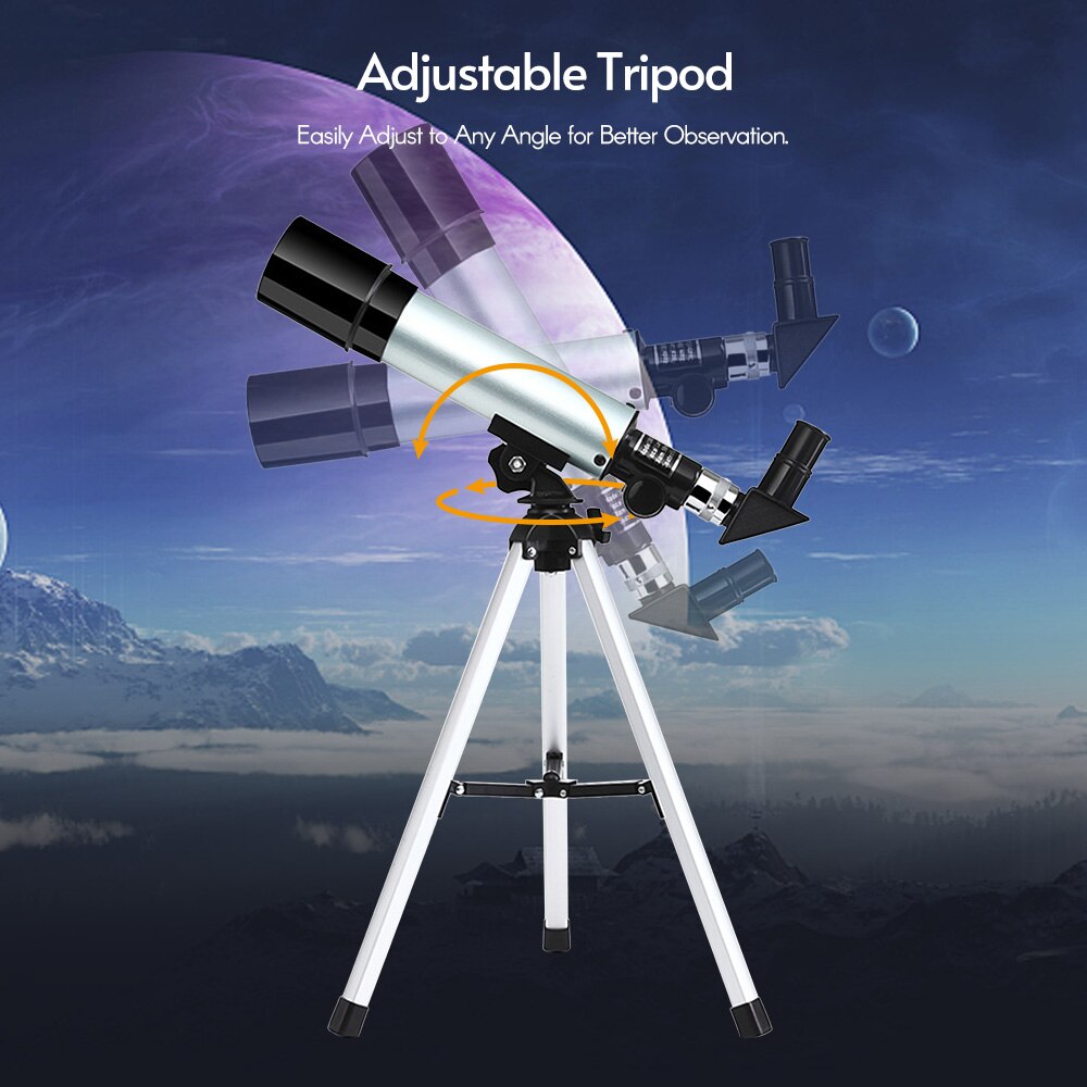 Astronomical Telescope Compact Portable Telescope of 90X Magnification with Adjustable Tripod for Kids Beginners