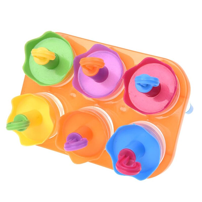 6 x Umbrella 6 Cell Frozen Ice Cream Pop Mold Popsicle Maker Lolly Mould Tray