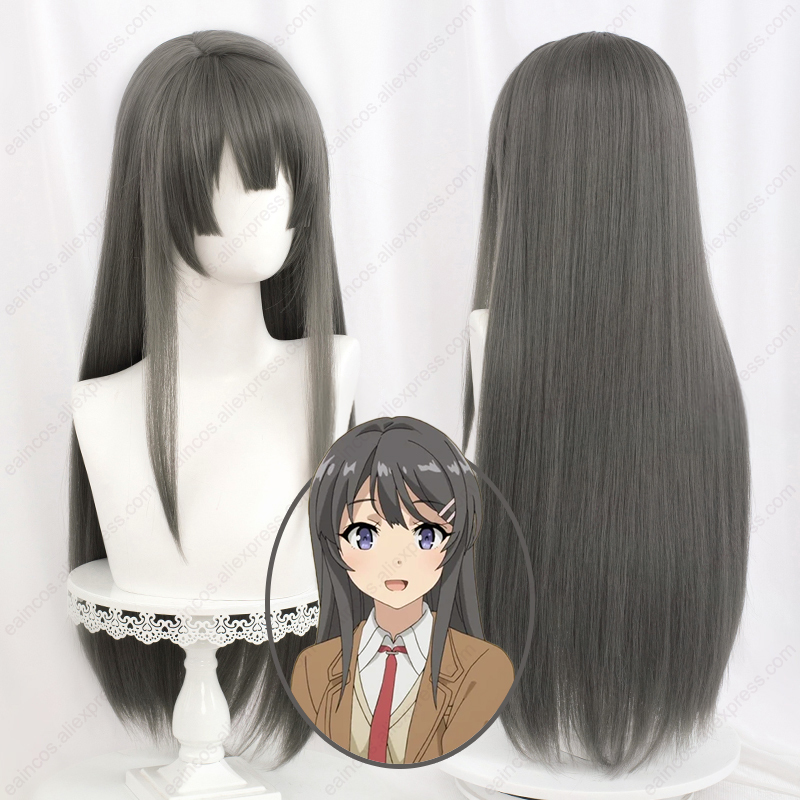 Anime Mai Sakurajima Cosplay Wig 90cm Long Straight Grey Wigs Heat Resistant Synthetic Hair: Default Title