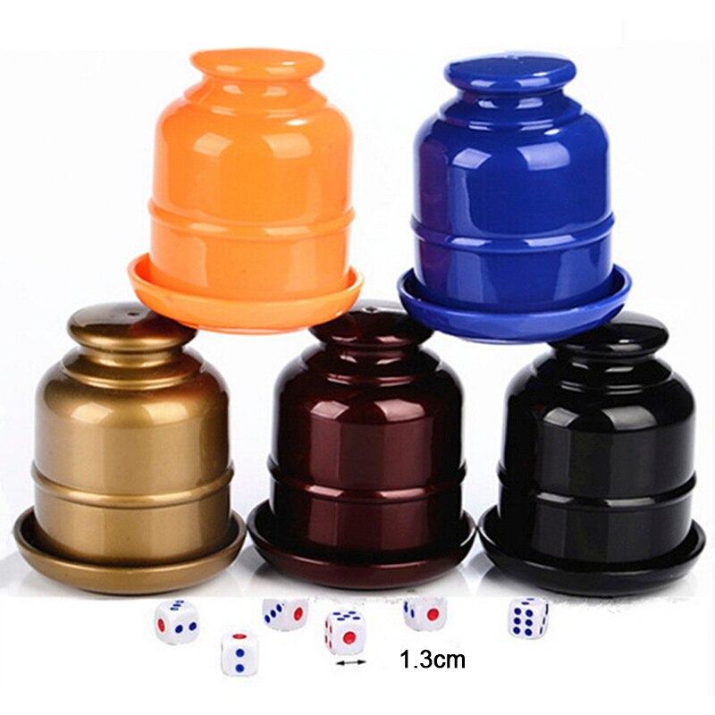 1Set Vijf Kleuren Dice Cup Ktv Pub Casino Party Game Speelgoed Abs Schudden Cup Doos Met 5 Stks Dices verdikte Gecombineerd