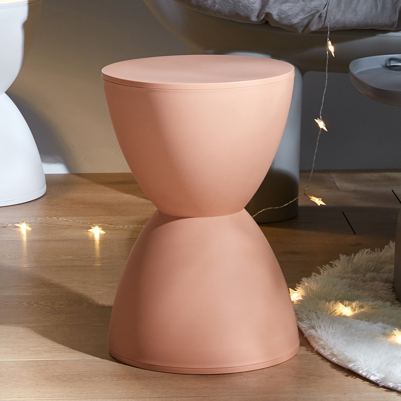 Taburete bajo nórdico para sala de estar, taburete circular y moderno de ocio para el hogar, simple y grueso, cambio de zapatos para el hogar, taburete de comedor para niños: Gris oscuro