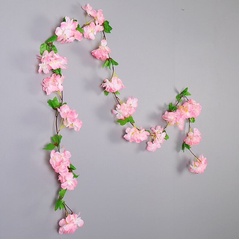 1 Uds. Guirnalda de flores artificiales, guirnalda de cerezas, telas no tejidas, tela de flores para pared, decoración de lujo para el hogar, decoración para el jardín: SMTYH017