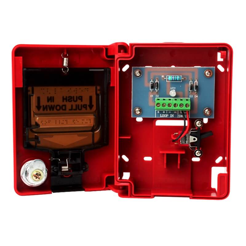 Red Pull Down Station Release Push Push In Push Down Press Button For Manual Fire Alarm System