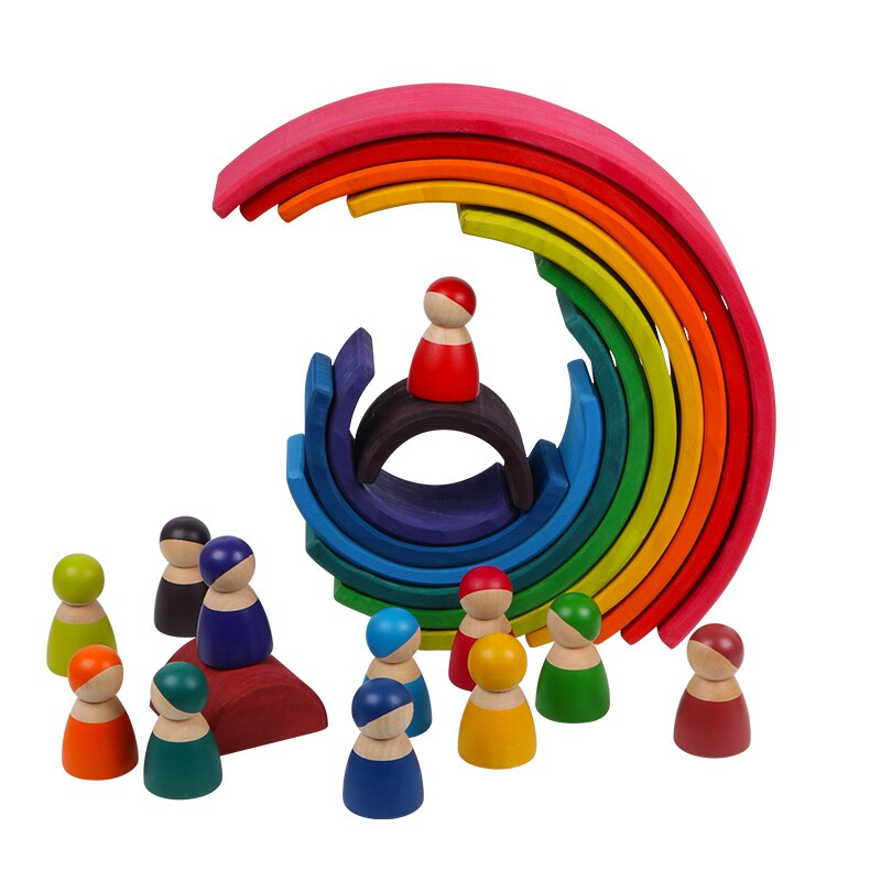 Kinderen Speelgoed Grote Rainbow Stacker Houten Speelgoed Voor Baby Regenboog Bouwstenen Montessori Educatief Speelgoed Kinderen