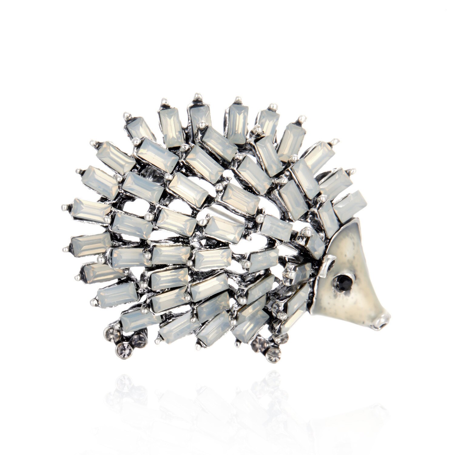 Broche de erizo bonito para mujer, broches de animales con diamantes de imitación de cristal a la , joyería de divertido, ramillete de , 2022: White Hedgehog
