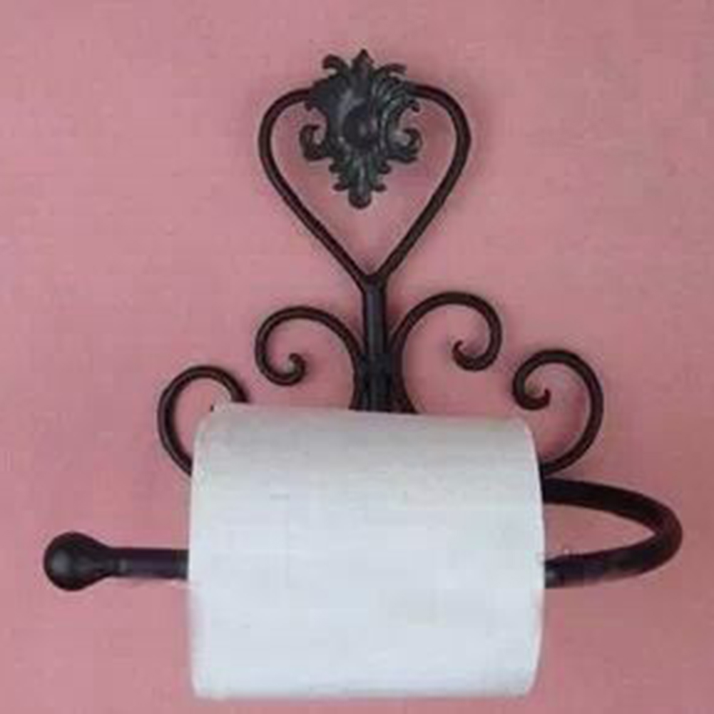 Bathroom Metal Paper Roll Holder Wall Tissue Rack Toilet Storage Shelf Decor