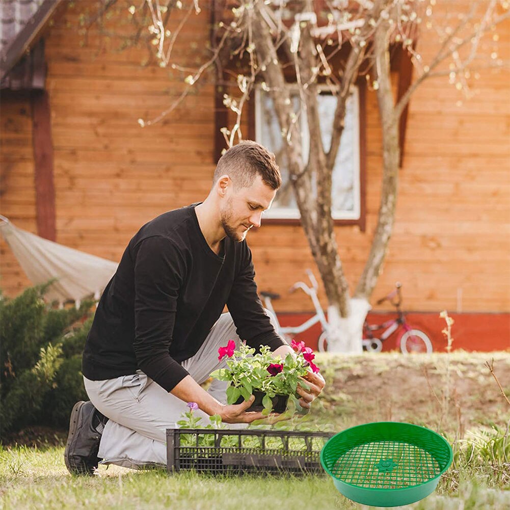 3Pcs/Set Plastic Garden Sieve Riddle Green For Compost Mesh Soil Sieve Filtration Large Stones And Twig From Soil Garden Tool