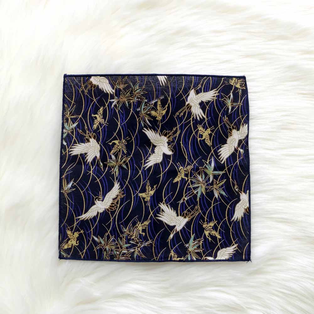 Serviette de poche Style japonais et vent en coton tissu fait à la main Satin bronzant vagues de papillon mouchoir de fleur de cerisier