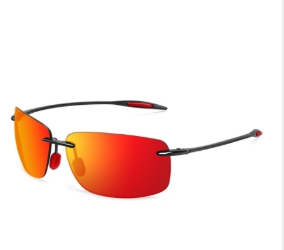 Classic Polarized Sports Rimless Sunglasses Men Driving Rectangle Ultralight Frame Sun Glasses UV400 MJ8009 Driver Goggles: black