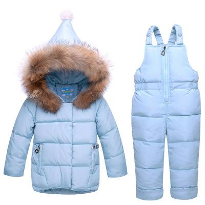 Manteau d'hiver russe pour bébé, veste à capuche, costume de neige en duvet de canard, ensembles de tenues pour filles, vêtements de neige,: Blue / 12M