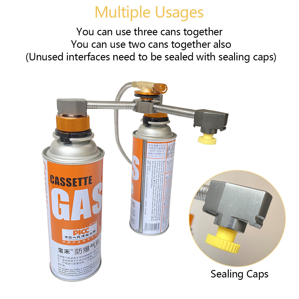 3 in 1 Butane Adapter Extension Split Furnace Adapter E-Three Outputs Gas Tank Conversion Head Gas Distributor Conversion Head