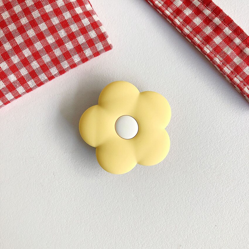 1PCS Cute Cat Paw Colorful Flower Phone Ring Holder Finger Ring Buckle Anti-Fall Foldable Bracket Universal Phone Stand: Yellow Flower