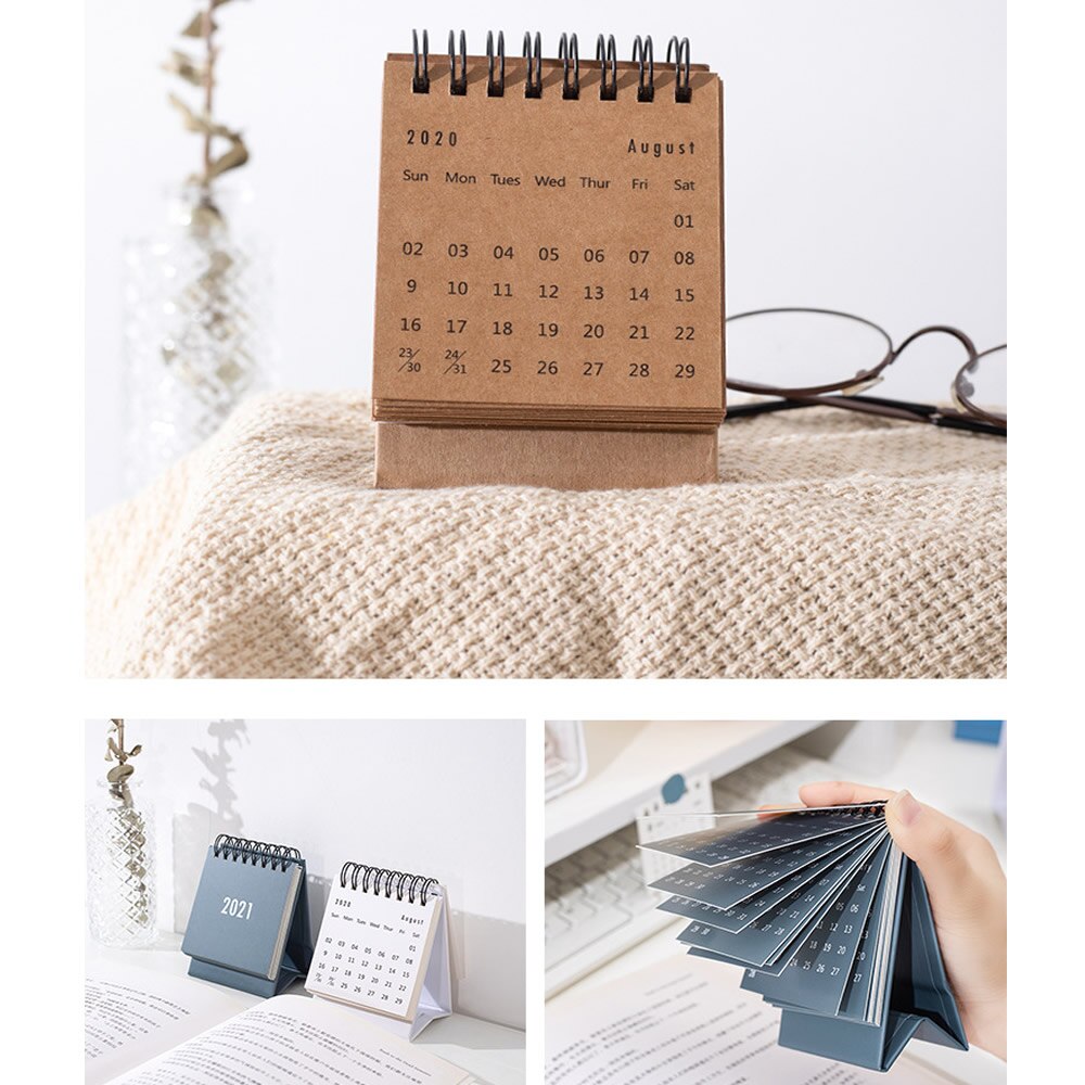 Desktop Calendar, Stand Up Year Calendar Daily Scheduler Monthly Folding Flip Calendar For Office School Home