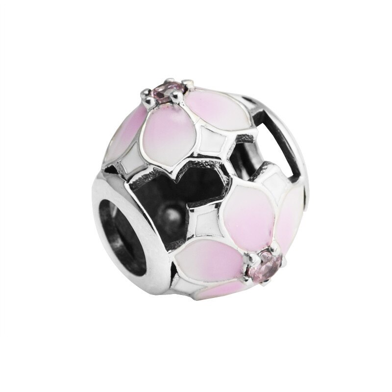 Charms in Magnolia traforata in argento 925 misura braccialetti con ciondoli originali ciondolo con perline per bracciale in argento Sterling creazione di gioielli fai-da-te