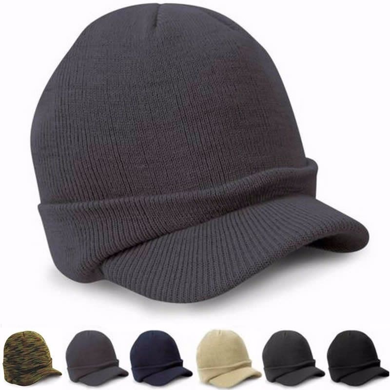 11 Color CoMen Warm Baggy Crochet Visor Brim Beanie Ski Cap Baggy Oversized Knit Skull Hat Sport Peaked Cap