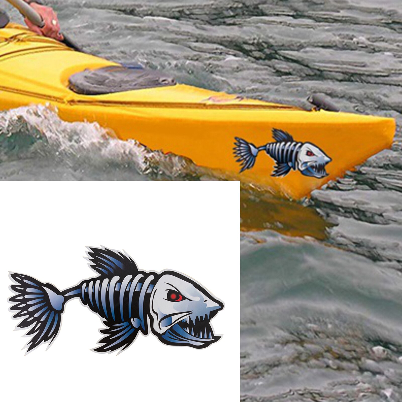 2 sztuk rekin szkielet naklejki pcv wioślarstwo dekoracyjna naklejka wodoodporne dekoracyjne graficzny Paster robić kajak łódź morska samochodu połowów