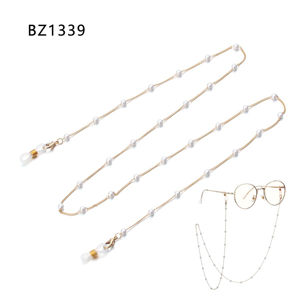 Soporte antideslizante para gafas de sol, cadena de lente de Metal, collar con perlas y estrellas, accesorios para gafas: BZ1339