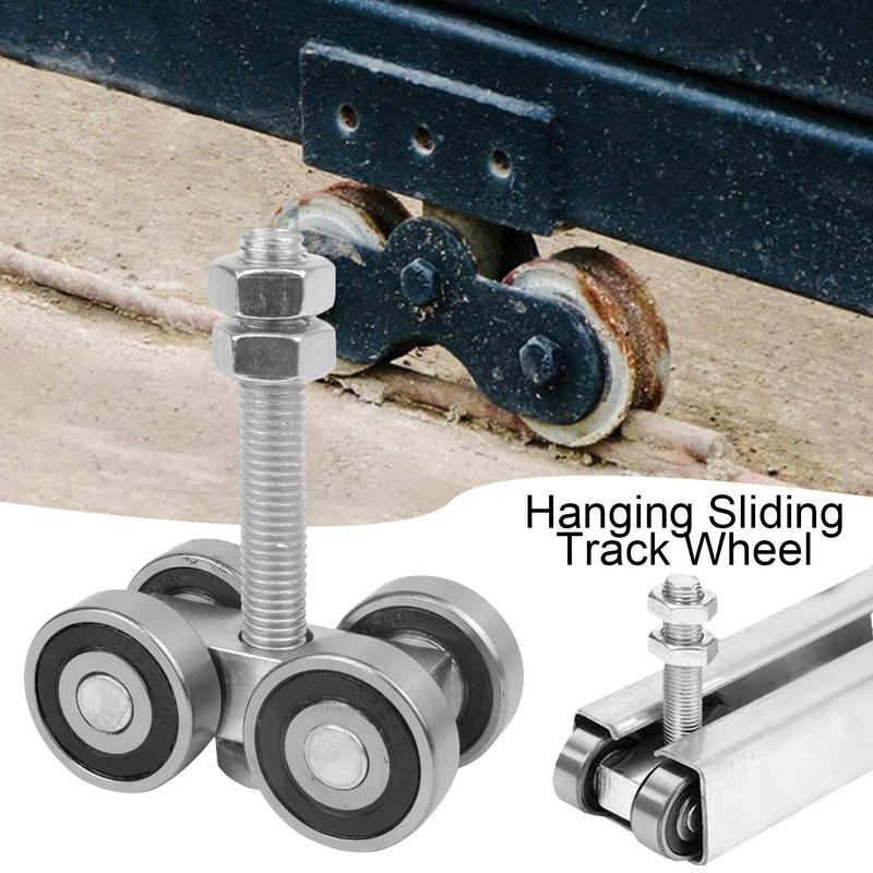 Barn Door Rollers 4 Wheel Trolley Assembly Roller Heavy Duty Sliding Door Hanger Ceiling Mount Barn Door Hardware for Wardrobe