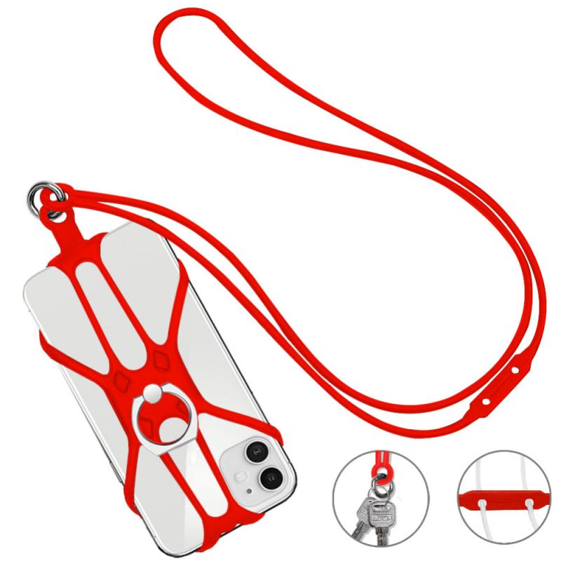 Silicone Sports Lanyards Strap For iPhone 12 Pro X XS MAX Ring Phone Holder Stand Neck Hanging Sling For Samsung Huawei Xiaomi