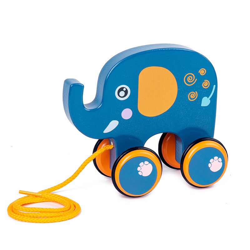 New Baby Pull Rope Walking Toy creativo simpatico cartone animato ippopotamo maiale cane elefante Fawn Drag Car Animal Pull Rope Toy Car giocattolo per bambini: 02