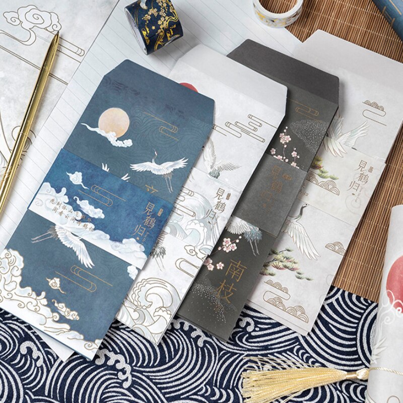 Letter Envelope Set Ancient Style 3 Envelope 6 Sheets Letter Wedding Invitation School Office Writing Paper Envelopes Stationery