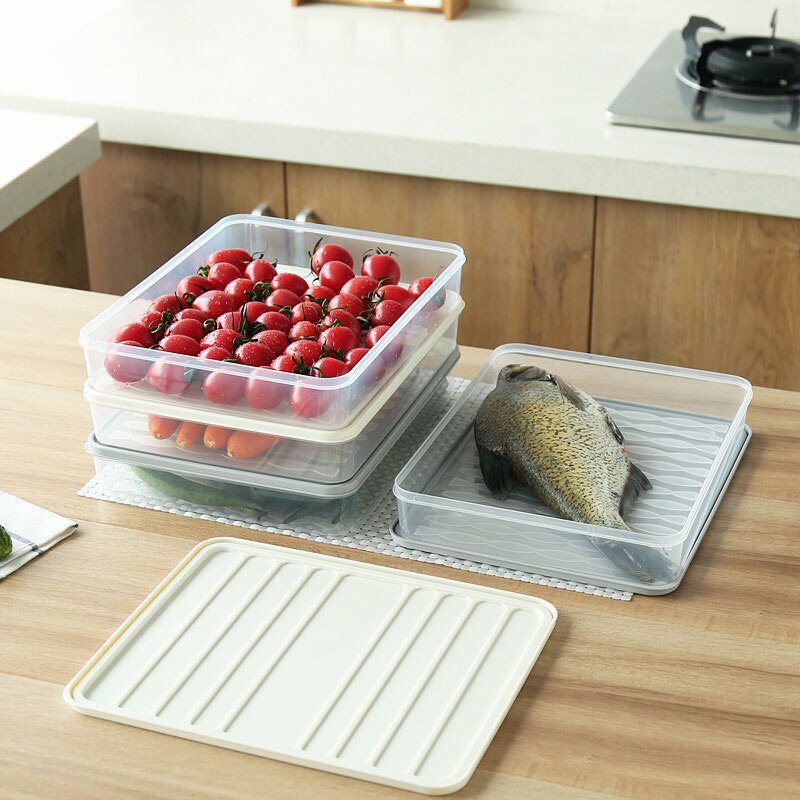 Kühlschrank Lebensmittel Lagerung Container Mit deckel Versiegelt Frische Ei Fisch Lagerung Kasten Frische Abstandshalter Lagerung Kasten