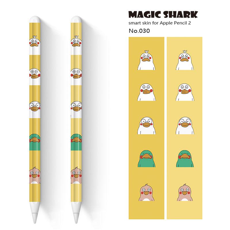 Tubarão mágico 2 pçs/lote bonito crayon shinchan panda urso toque caneta stylus adesivo película de pele papel protetor para apple lápis 2: 030