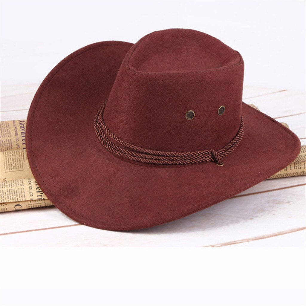 Unisex Western Cowboy Hat Solid Tourist Cap Outdoor Wide Brim Jazz Caps Gorras