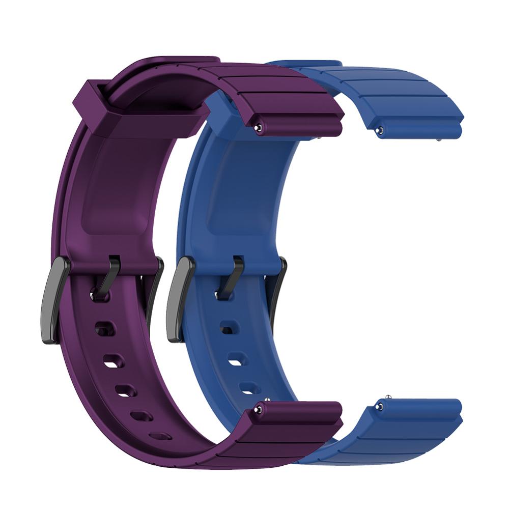 2 stuks 18mm horlogebandjes voor de xiaomi mi smart watch, zachte tpu rubberen horlogeband, vervanging voor de xiaomi mi horlogebandjes, accessoires: Donkerpaars donkerblauw