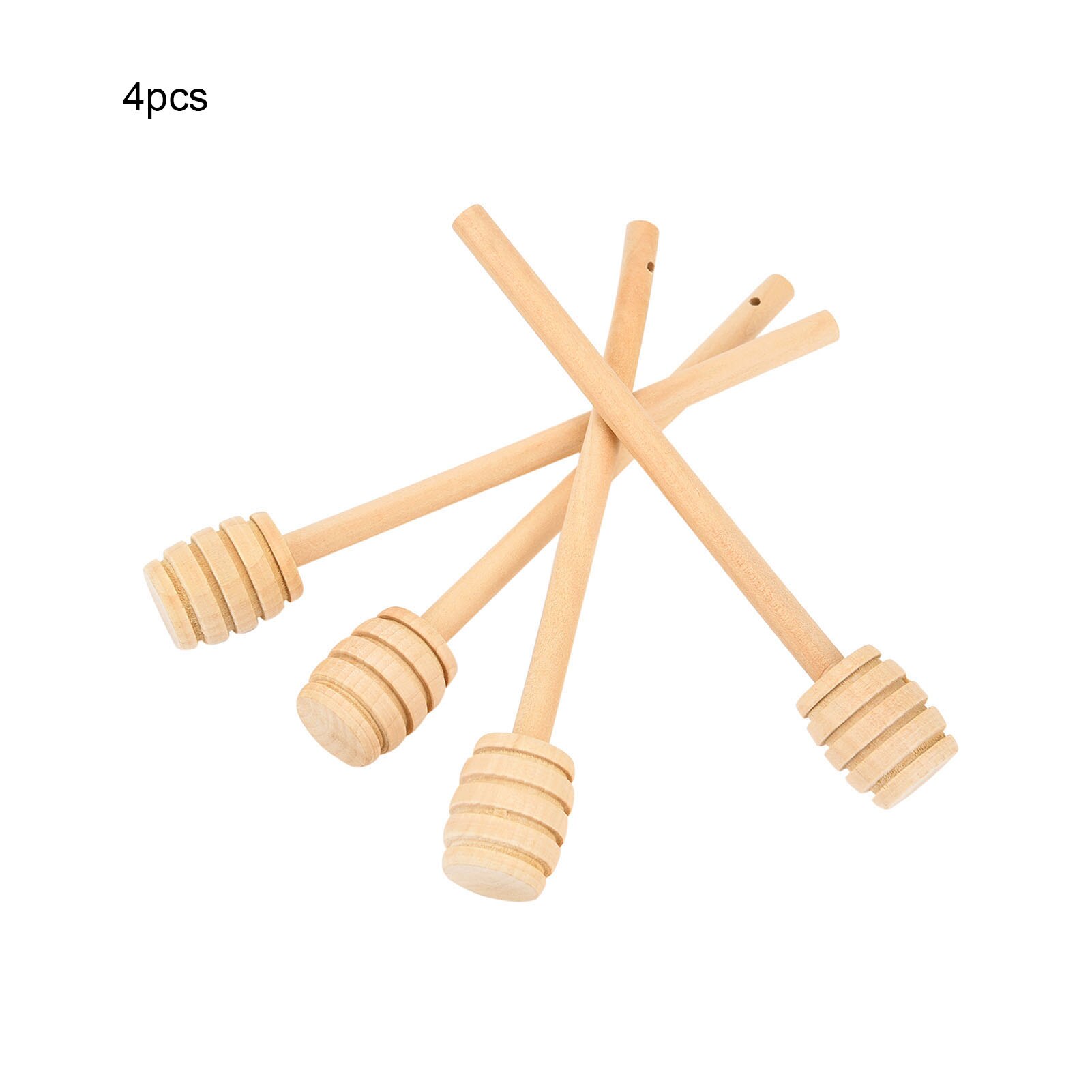 4Pcs Hout Honing Splash Bar Jam Koffie Melk Roerstaafje Dipper Hamer Houten Lepel Roeren Bee Honing Warhoofd roerder