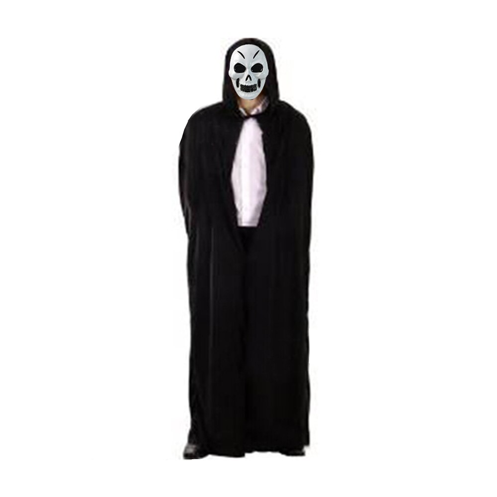 Halloween kostume sort død kappe cosplay dæmon hætteklædt sort kappe død kappe voksen