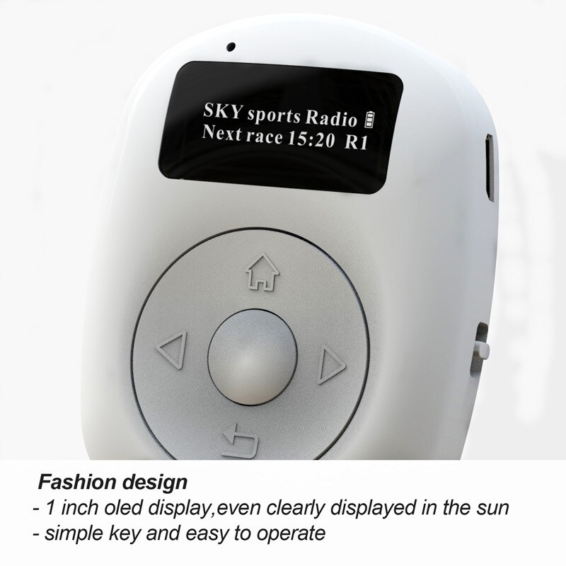 Mini Sports DAB Digital Radio, FM Radio, Bluetooth Playback, Portable MP3 Player, White Noise
