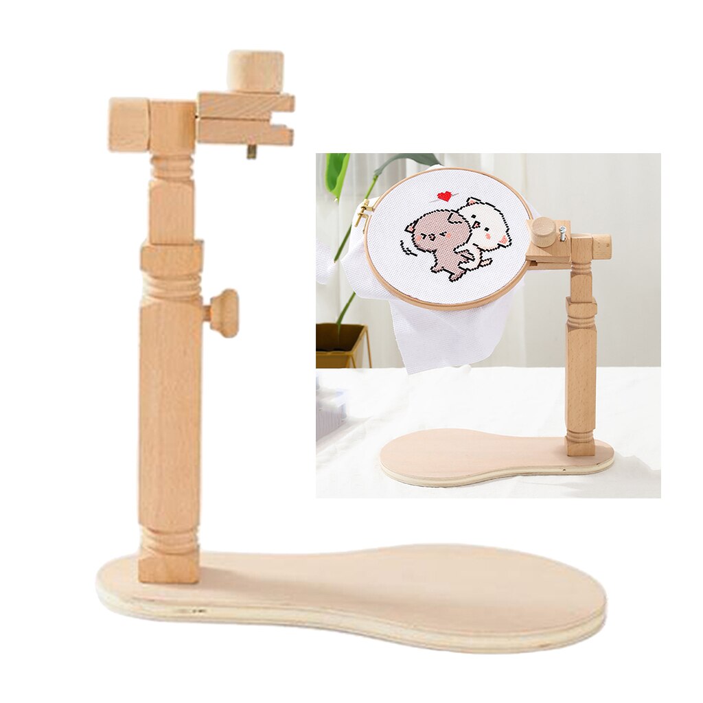 Cross-Stitch Frame Wood Desktop Embroidery Lap Stand Wood Frame DIY Sewing Tool